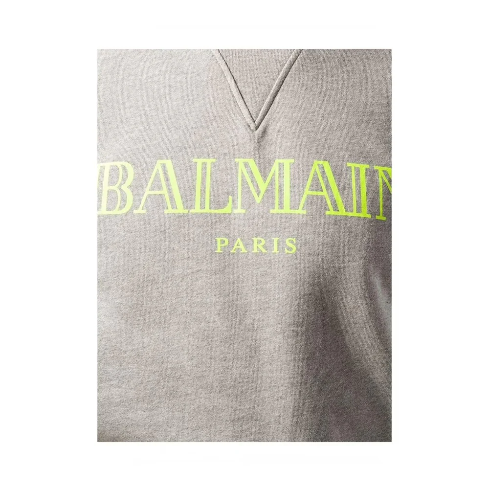 Felpa BALMAIN stampa logo grigio - immagine 5
