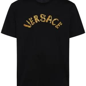 T-shirt VERSACE logo baroque ricamato nera