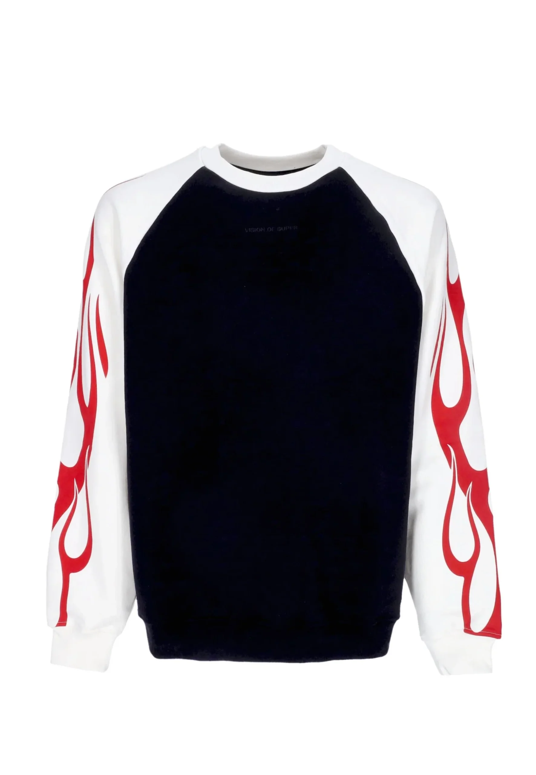 Felpa VISION OF SUPER bicolore nera/bianca con fiamma sulle maniche - immagine 2