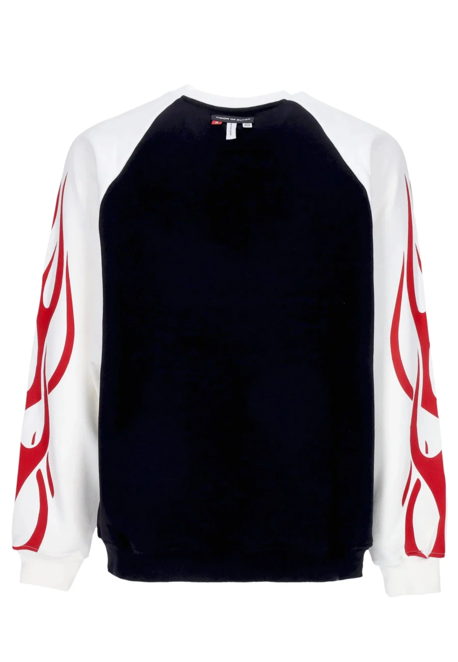 Felpa VISION OF SUPER bicolore nera/bianca con fiamma sulle maniche - immagine 4