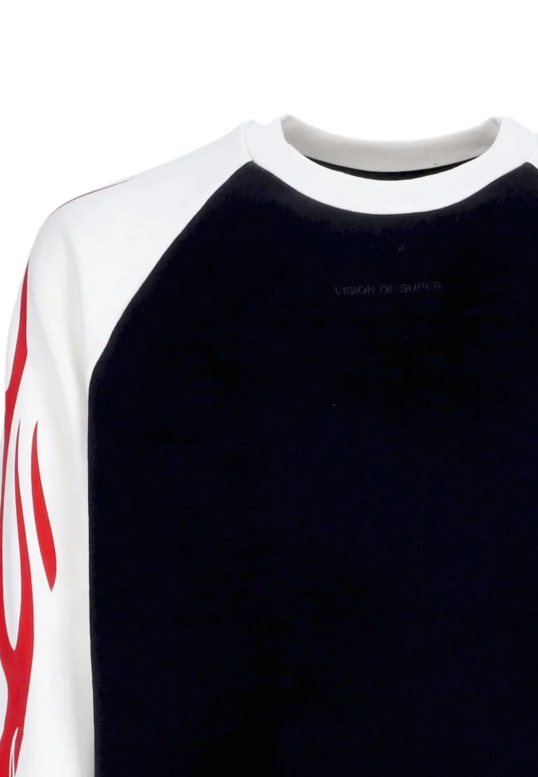 Felpa VISION OF SUPER bicolore nera/bianca con fiamma sulle maniche - immagine 3