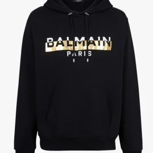 Felpa BALMAIN cappuccio logo foil nera