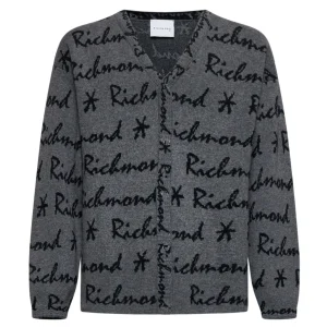 Maglione cardigan RICHMOND X logo all over grigio