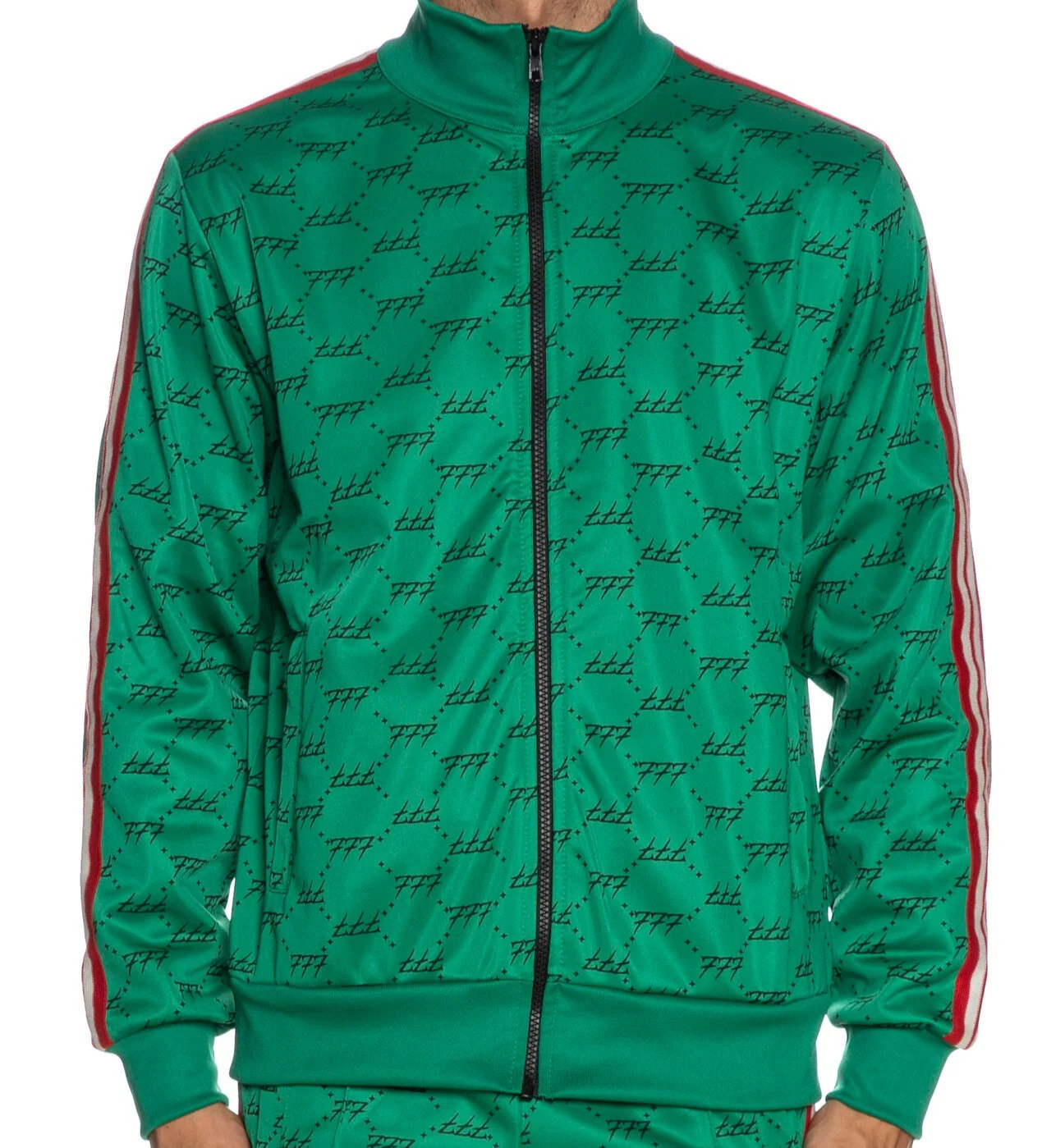 Tony Effe Giacca in triacetato TRIPLOSETTE 777 zip stampa sublimati Verde - immagine 2