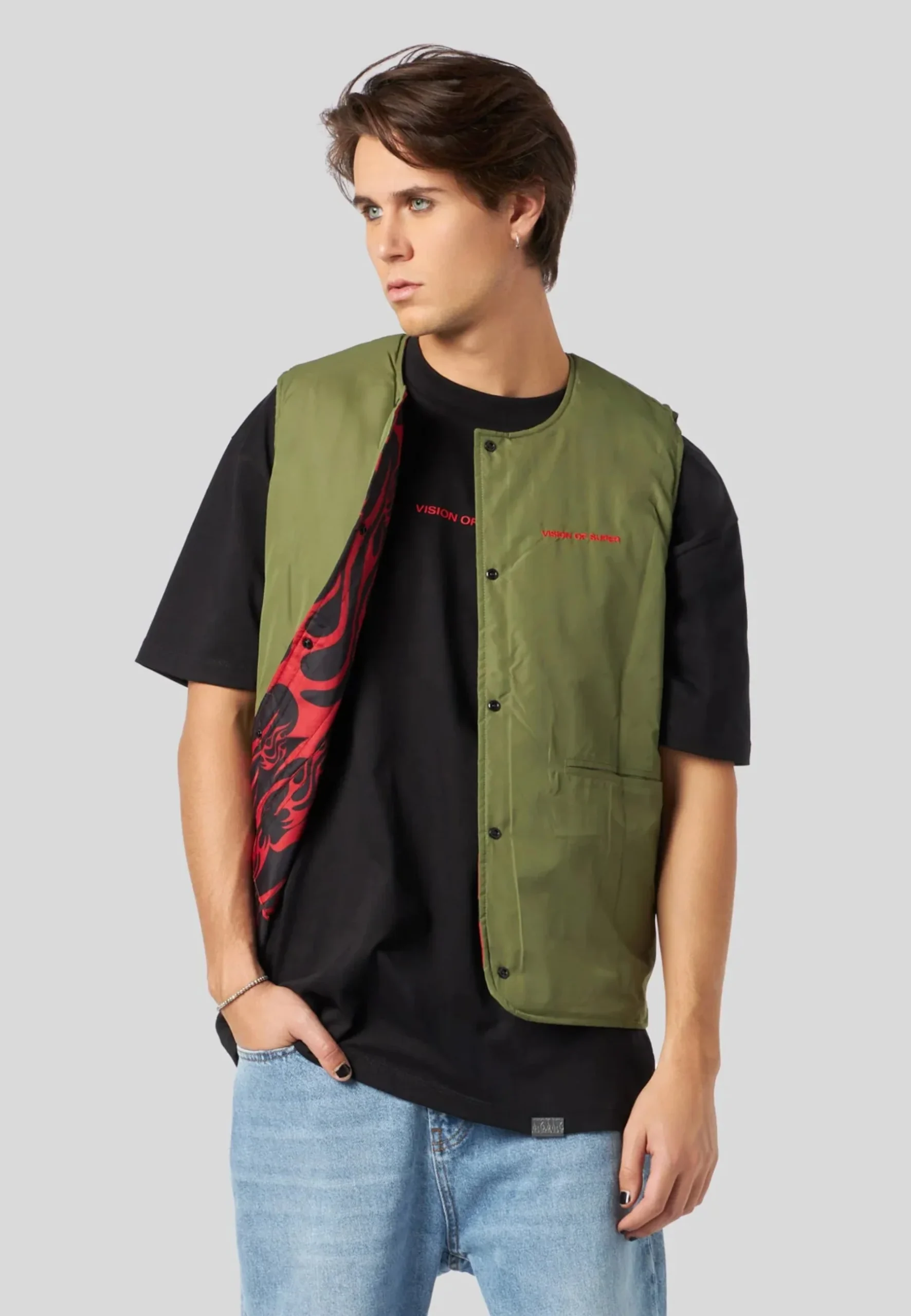 Gilet VISION OF SUPER double face fiamme nero - immagine 3