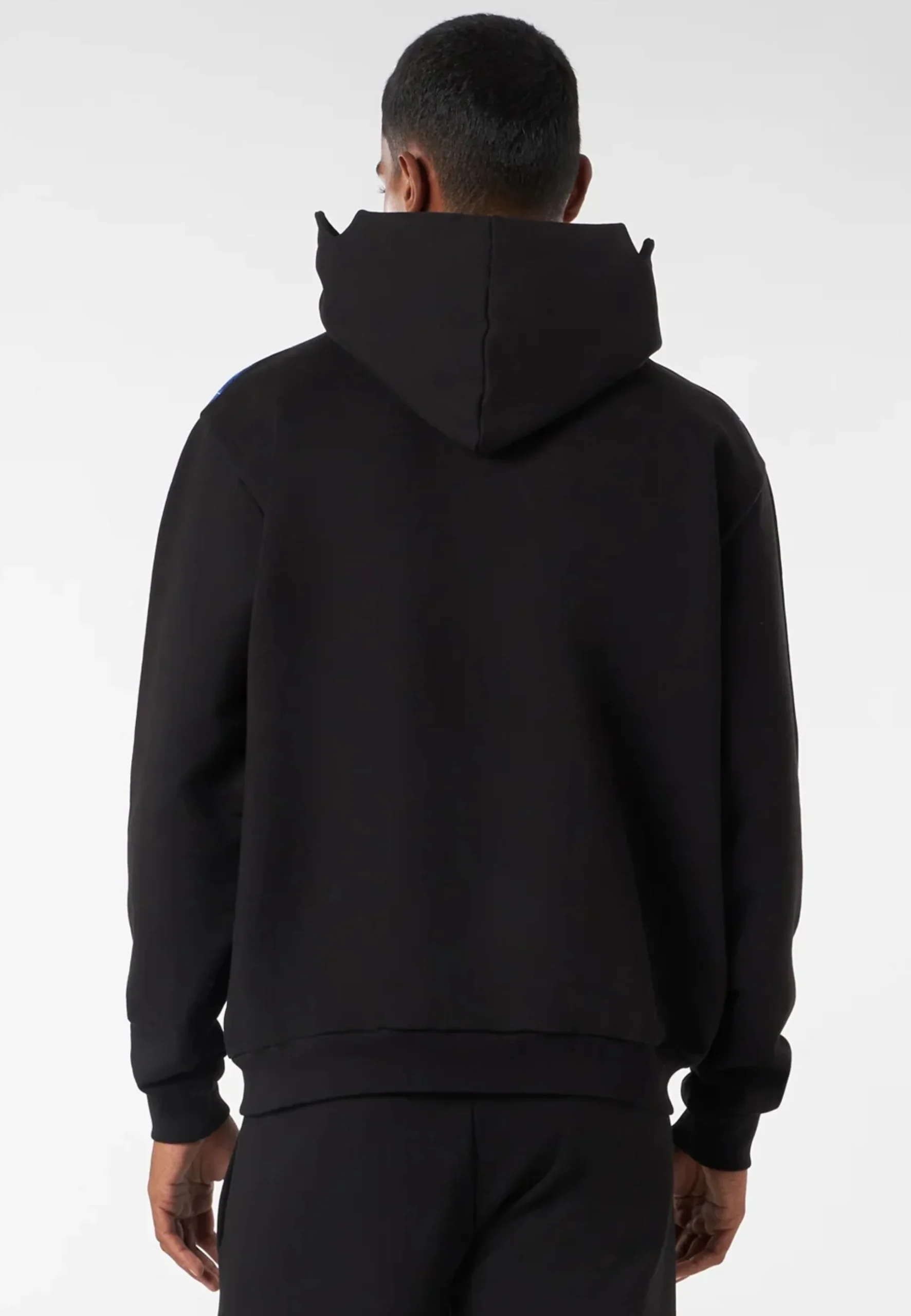 Felpa PHOBIA ARCHIVE doppio cappuccio Balaclava nera fulmini laterali blu - immagine 3