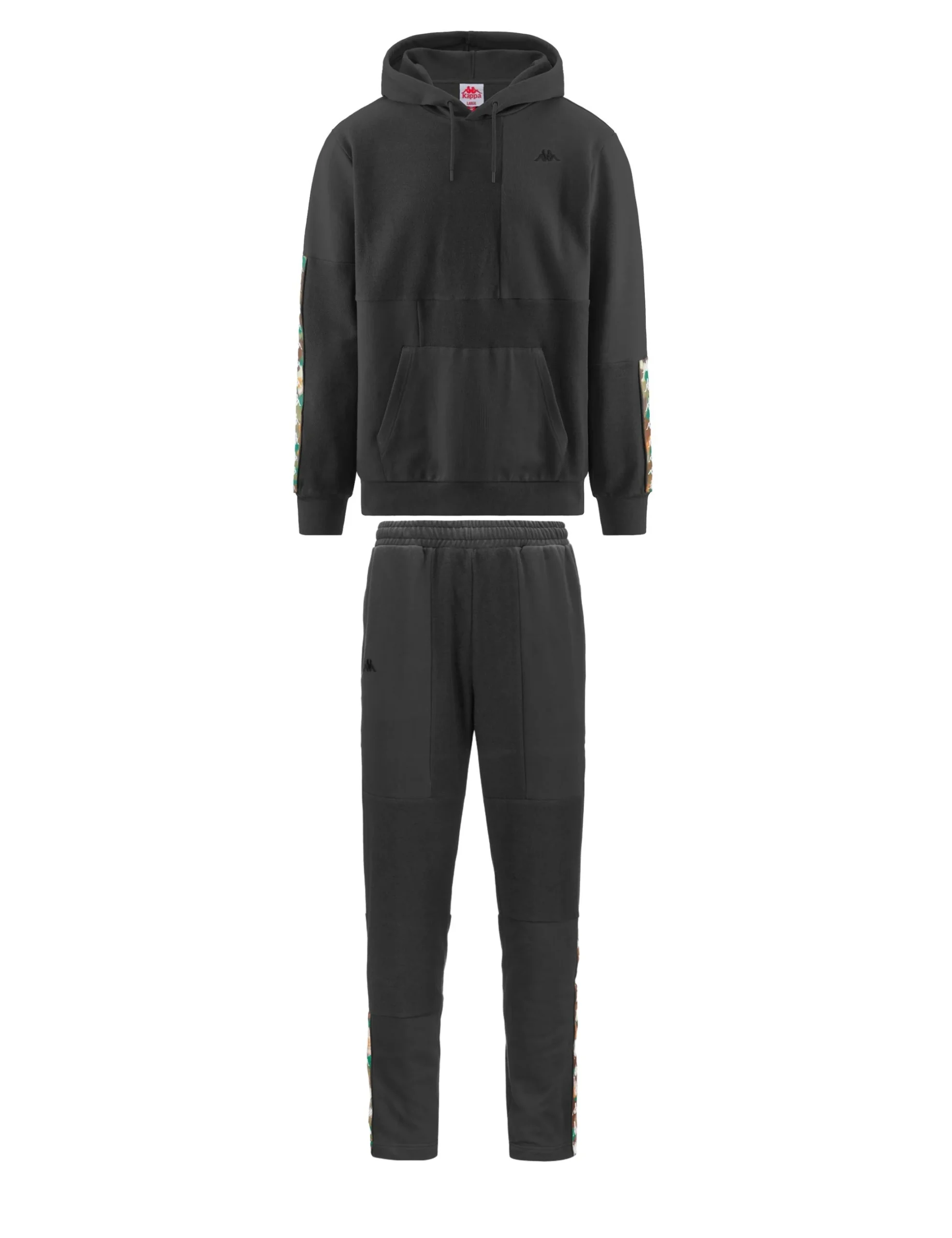 Completo tuta KAPPA 222 BANDA felpa cappuccio + pantalone in frech terry banda graphik grigia - immagine 2