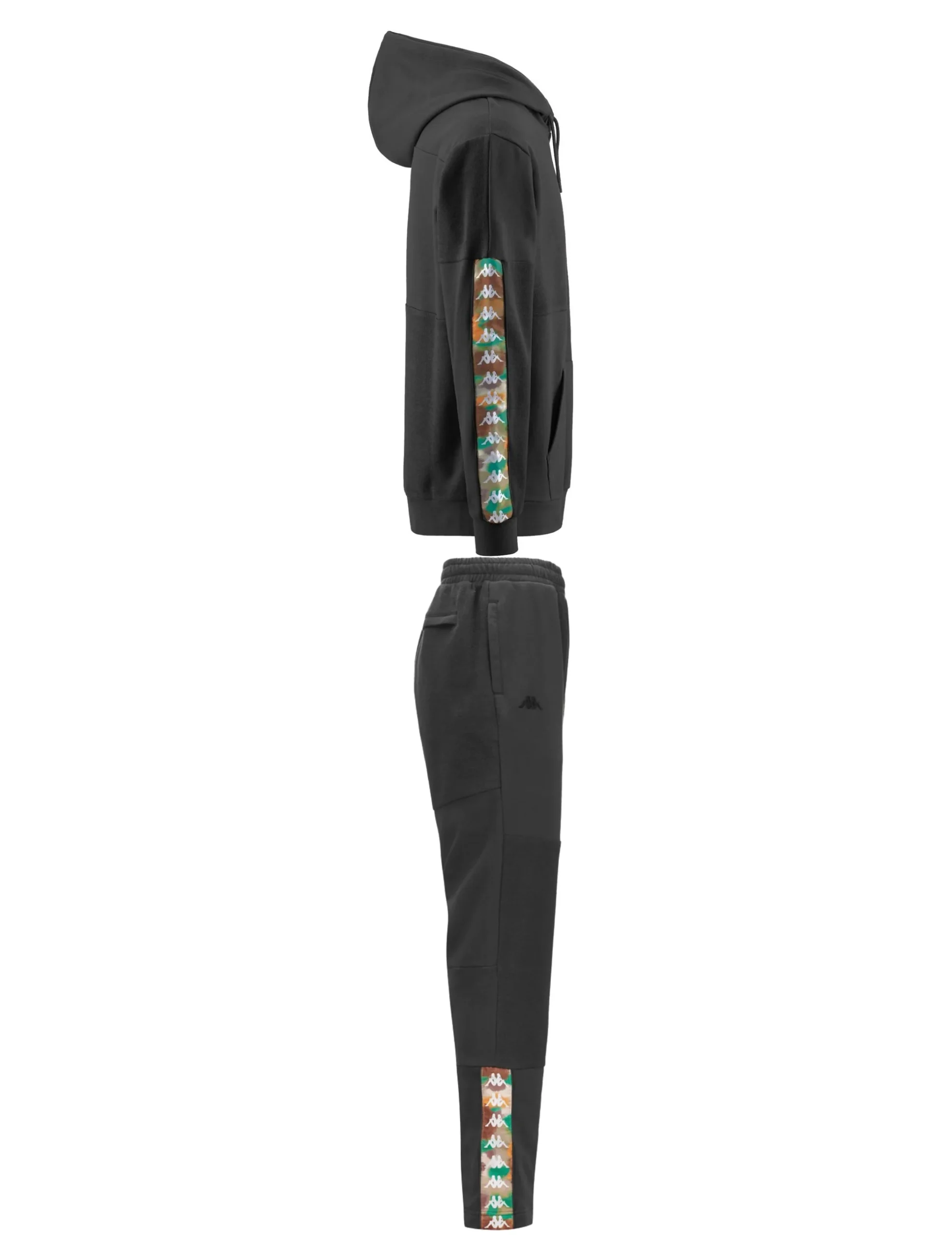 Completo tuta KAPPA 222 BANDA felpa cappuccio + pantalone in frech terry banda graphik grigia - immagine 3