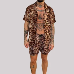 Completo mare 4GIVENESS camicia + boxer leopard