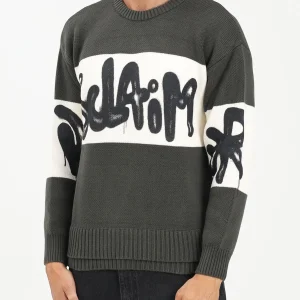 Maglia DISCLAIMER in tricot con logo verde militare