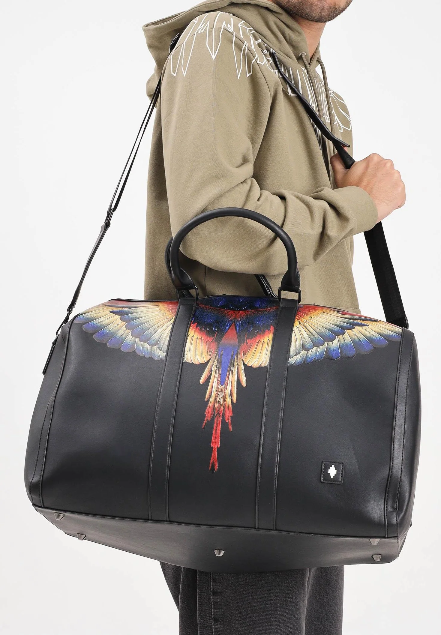 Borsone MARCELO BURLON COUNTY OF MILAN ecopelle wings nero - immagine 3