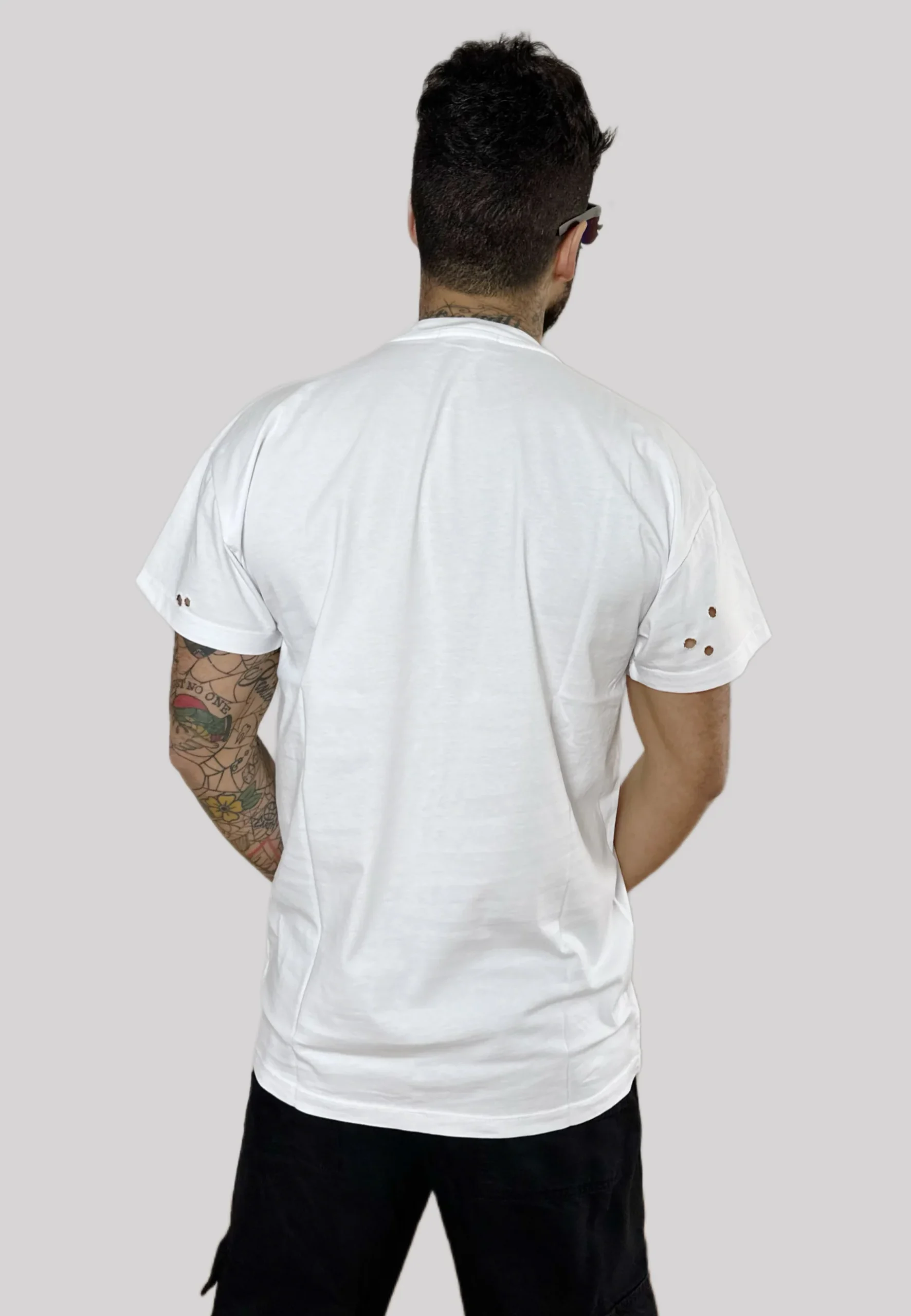 Tony Effe T-shirt TRIPLOSETTE 777 buchi logo bianca - immagine 3