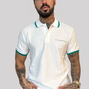 Maglia Polo JOHN RICHMOND stampa bianco/verde