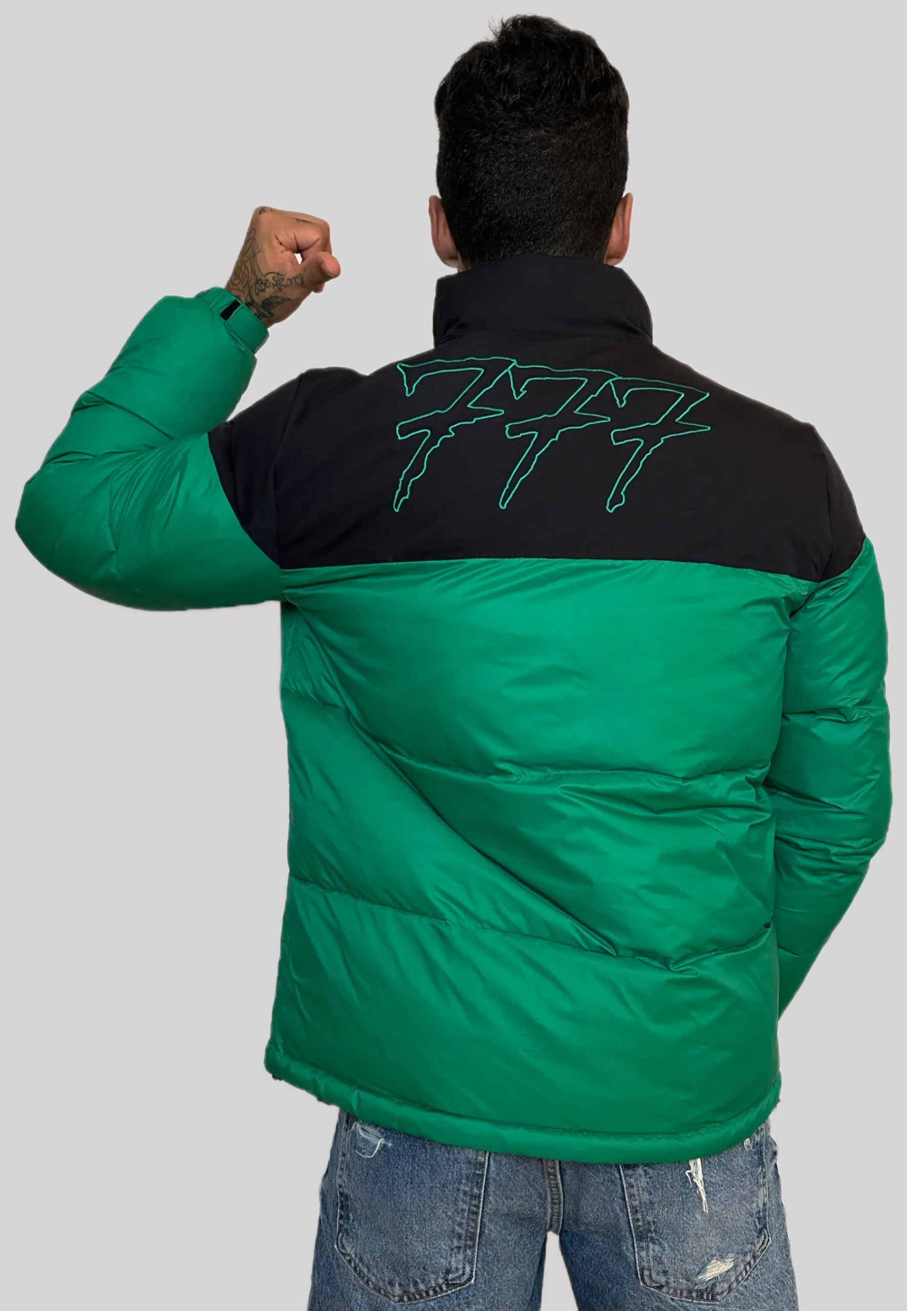 Tony Effe piumino TRIPLOSETTE 777 con ricamo bicolore verde/nero - immagine 4