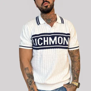 Maglia Polo JOHN RICHMOND a costine stampa bianco/blue