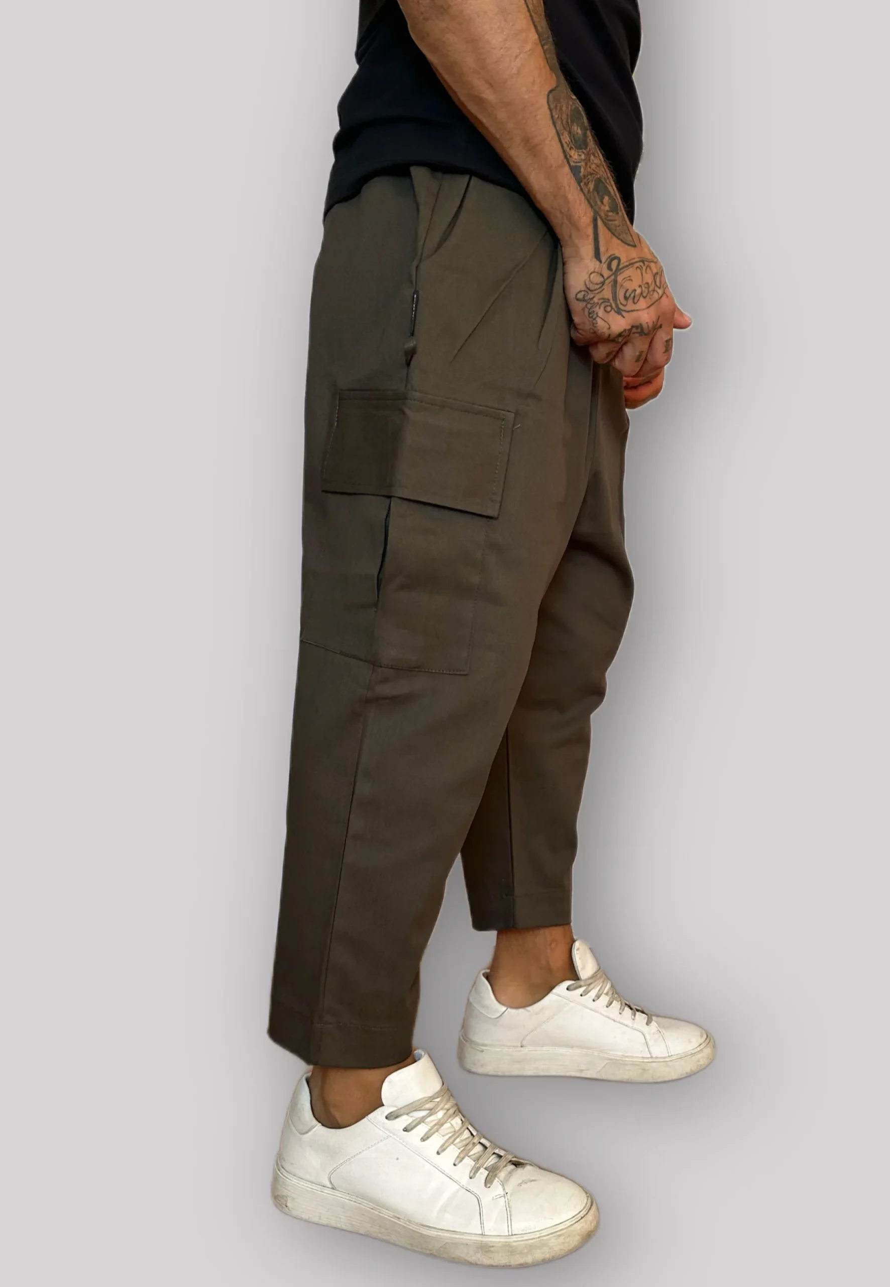 Pantalone NJB NEW JOB BRAND con cargo verde militare - immagine 4