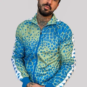 Giacca KAPPA 222 Banda felpa graphik verde dusty/blue smurf/bianco