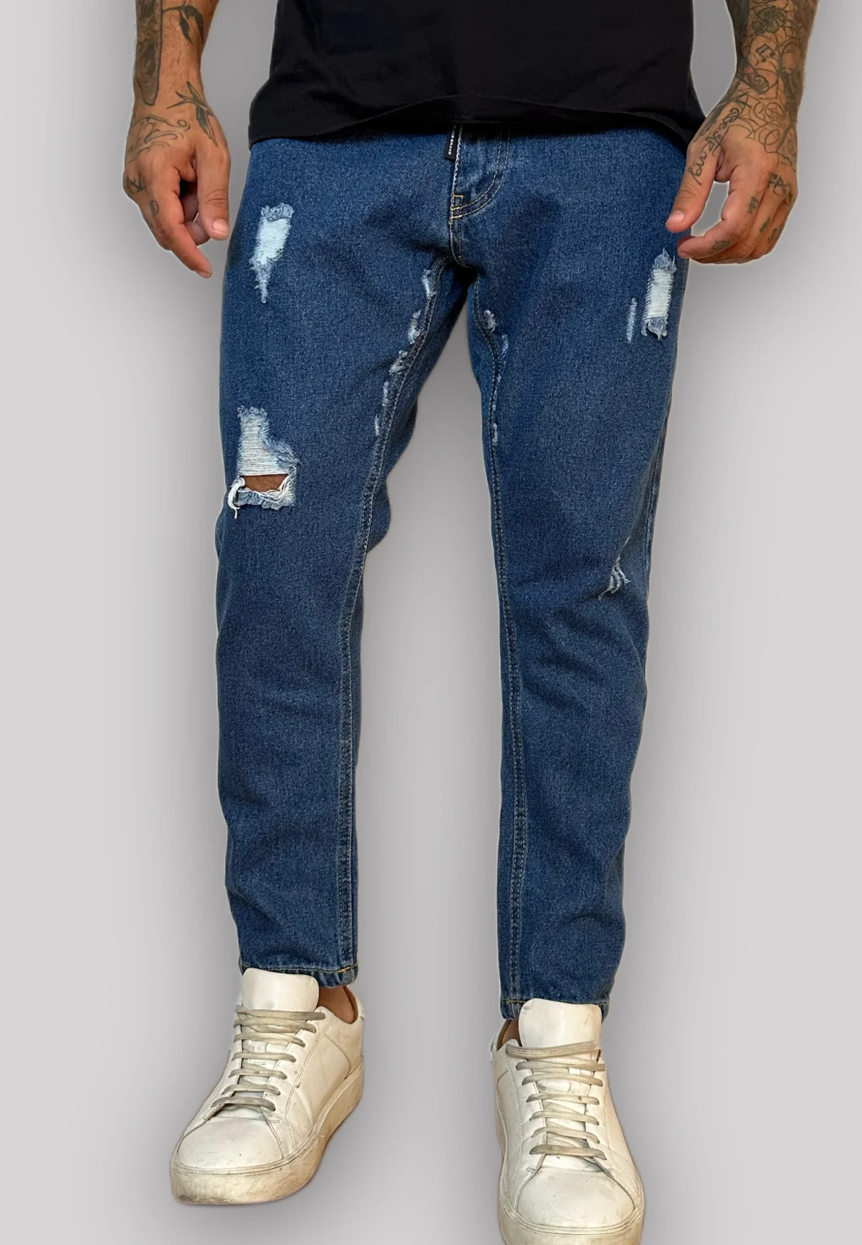 Jeans NJB strappi dsq denim blu scuro