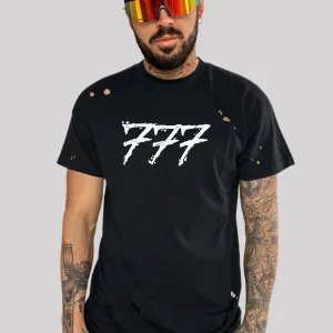 Tony Effe T-shirt TRIPLOSETTE 777 buchi logo nera