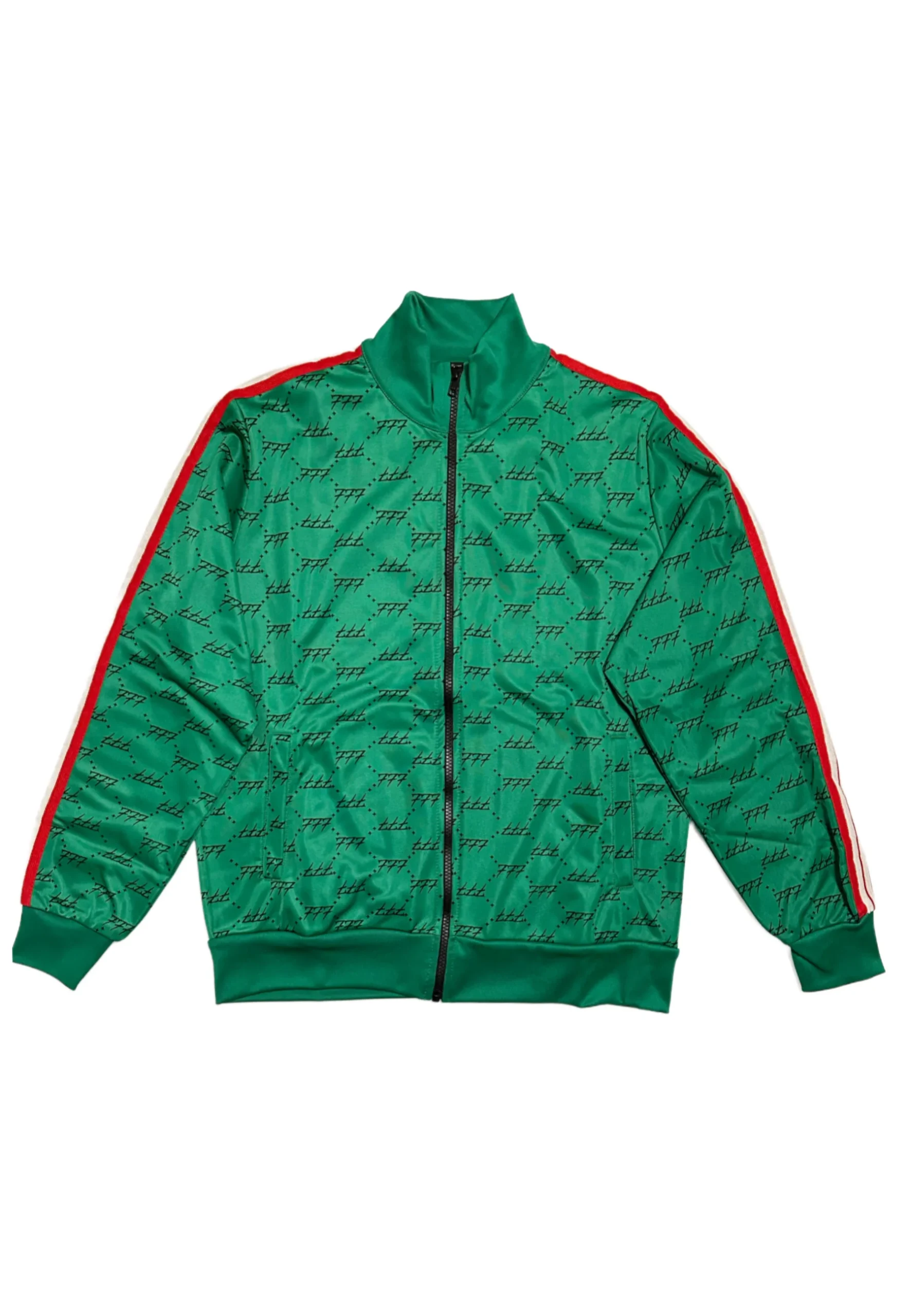 Tony Effe Giacca in triacetato TRIPLOSETTE 777 zip stampa sublimati Verde - immagine 3