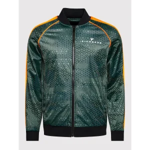 Felpa RICHMOND zip in acetato fantasia dragon verde militare/arancio