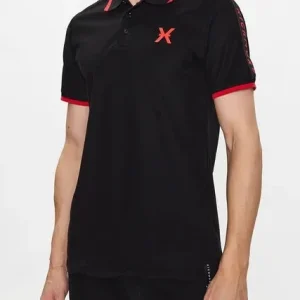 Maglia Polo JOHN RICHMOND banda logata nero/rosso