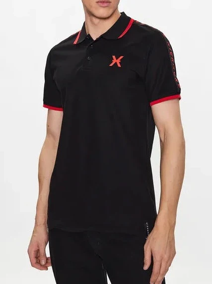 Maglia Polo JOHN RICHMOND banda logata nero/rosso - immagine 2