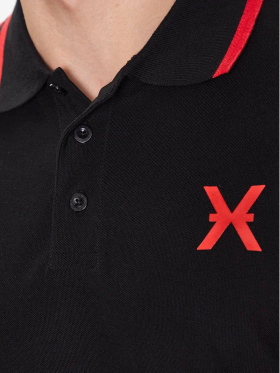 Maglia Polo JOHN RICHMOND banda logata nero/rosso - immagine 4