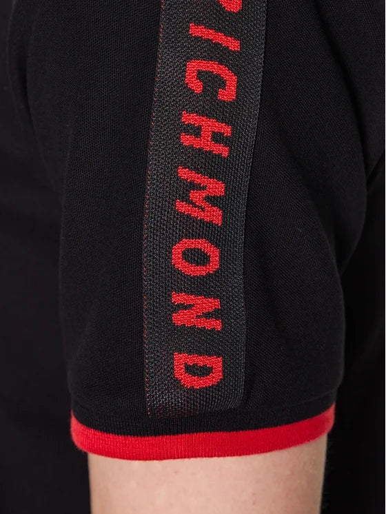 Maglia Polo JOHN RICHMOND banda logata nero/rosso - immagine 5