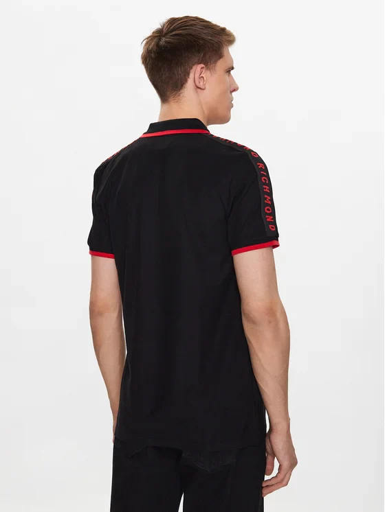 Maglia Polo JOHN RICHMOND banda logata nero/rosso - immagine 3