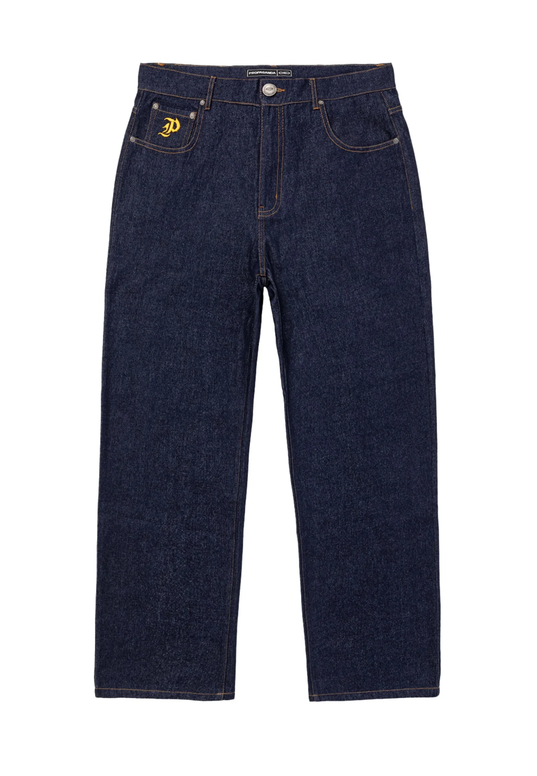 Jeans PROPAGANDA peak con ricamo in raw denim