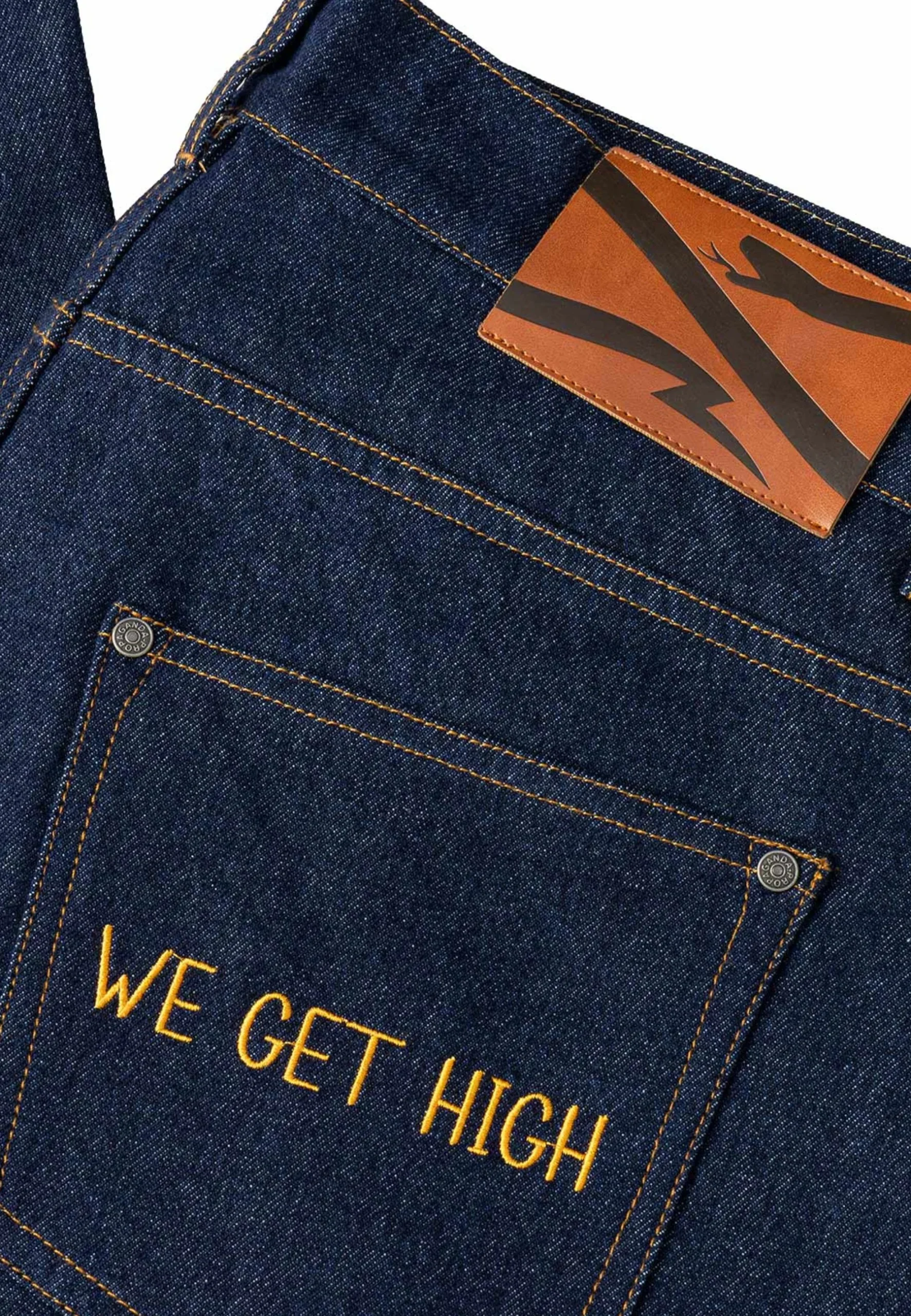 Jeans PROPAGANDA peak con ricamo in raw denim - immagine 4