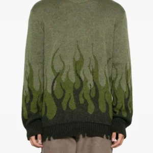 Maglione VISION OF SUPER jacquard con fiamme verde