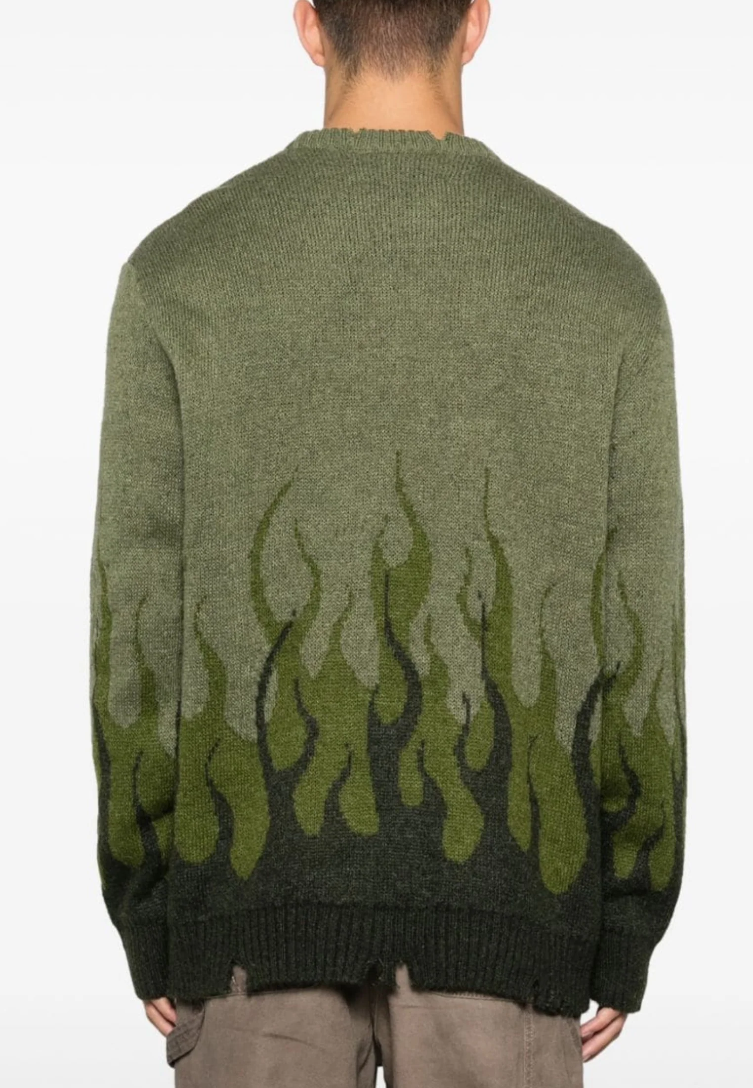 Maglione VISION OF SUPER jacquard con fiamme verde - immagine 3