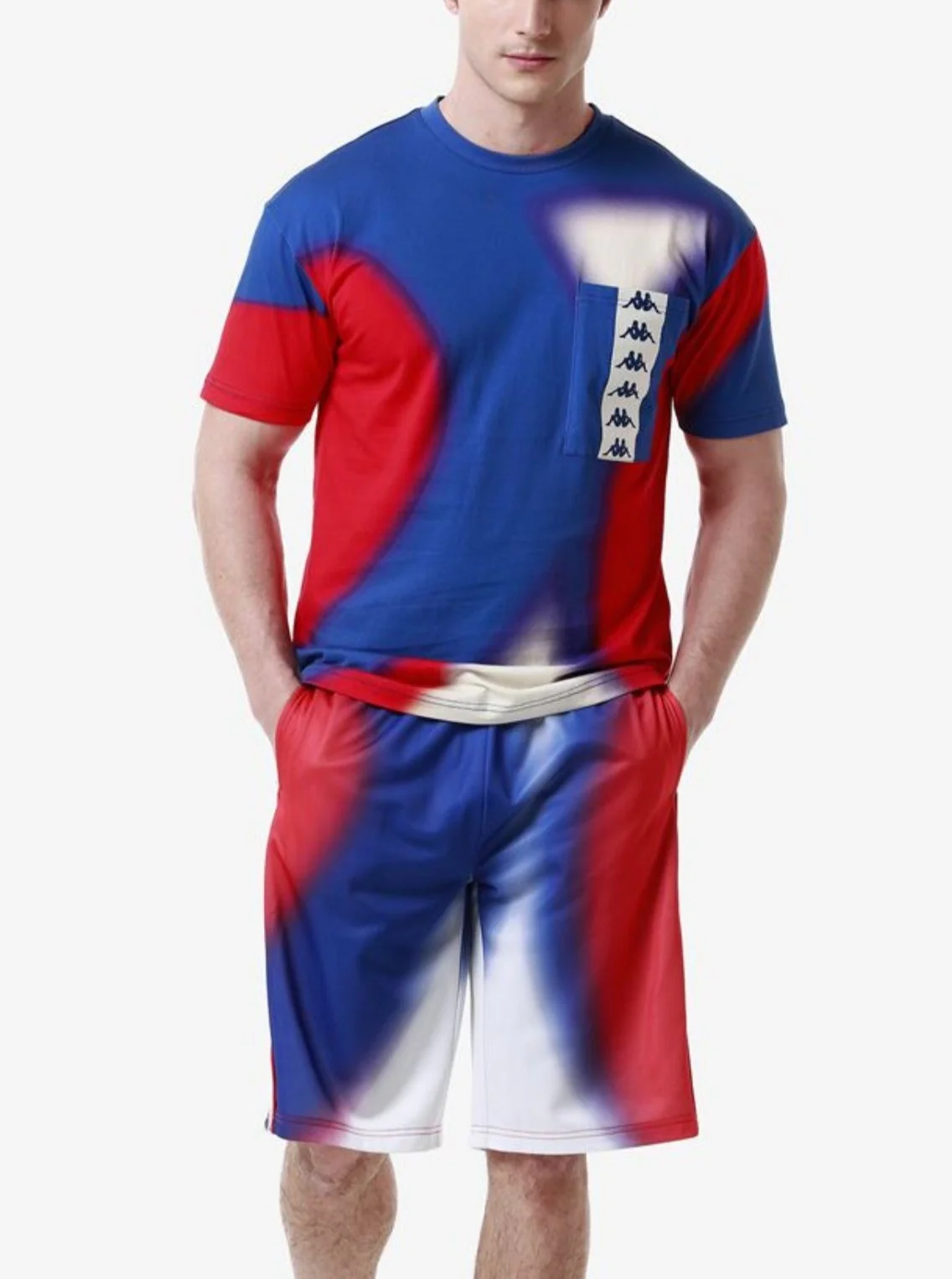 Completino estivo KAPPA 222 Banda t-shirt + pantaloncino Graphik blue royal/rosso/bianco - immagine 2