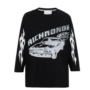 T-shirt RICHMOND X oversiz stampa auto fiamme nera
