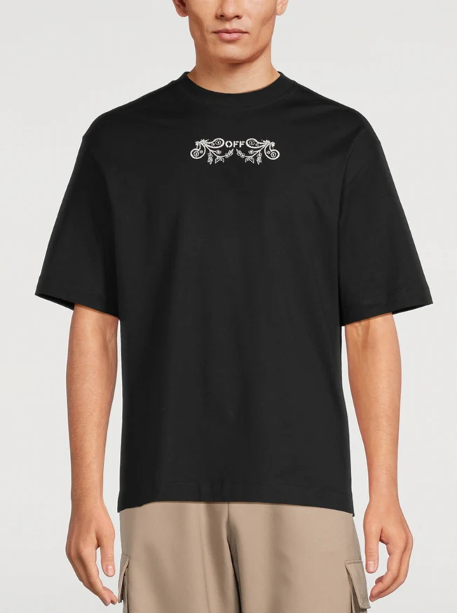 T-shirt OFF-WHITE con ricamo Tattoo Bandana Arrow Skate oversize nera - immagine 3