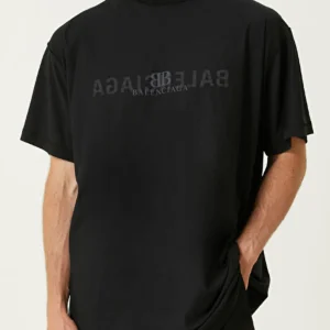 T-shirt BALENCIAGA stampa logo mirrored nera