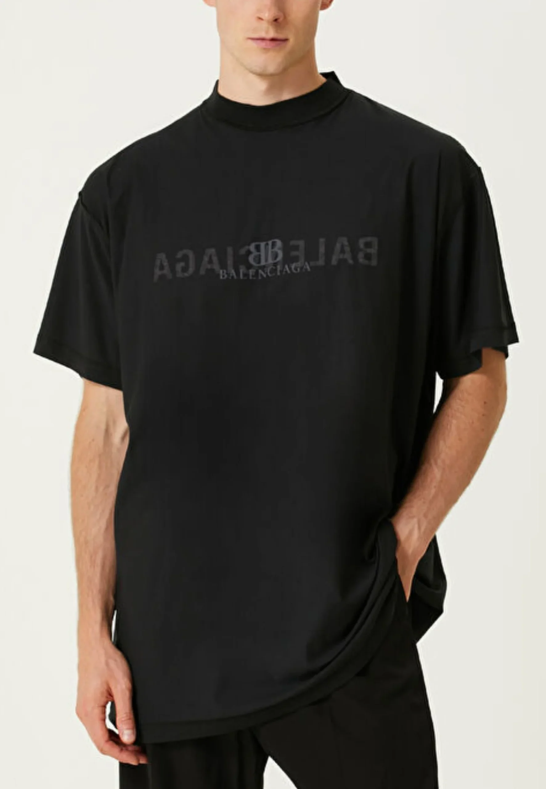 T-shirt BALENCIAGA stampa logo mirrored nera - immagine 2