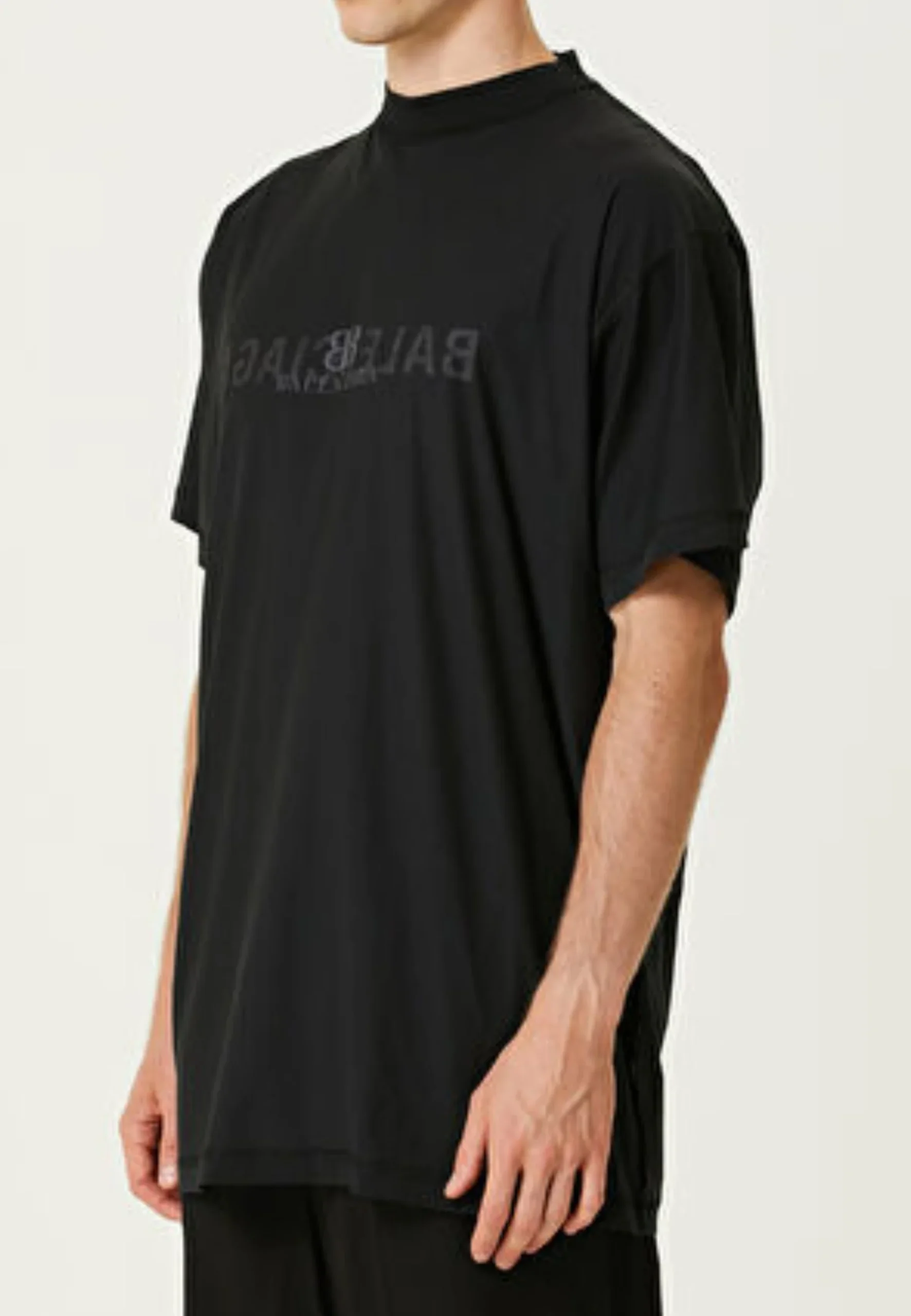 T-shirt BALENCIAGA stampa logo mirrored nera - immagine 4
