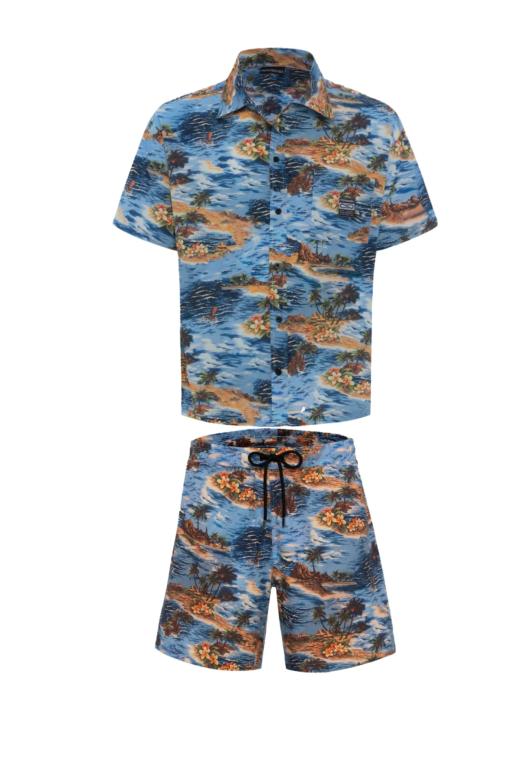 Completino estivo PROPAGANDA camicia + bermuda Motherland blue - immagine 2