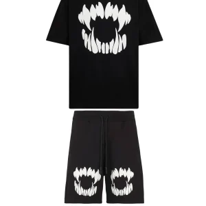 Completo estivo PHOBIA ARCHIVE t-shirt + pantaloncino glow mouth nero
