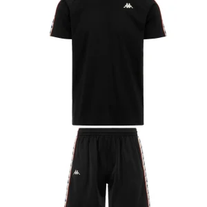 Completino estivo KAPPA 222 Banda t-shirt + pantaloncino bianco nero/bianco antico/rosso