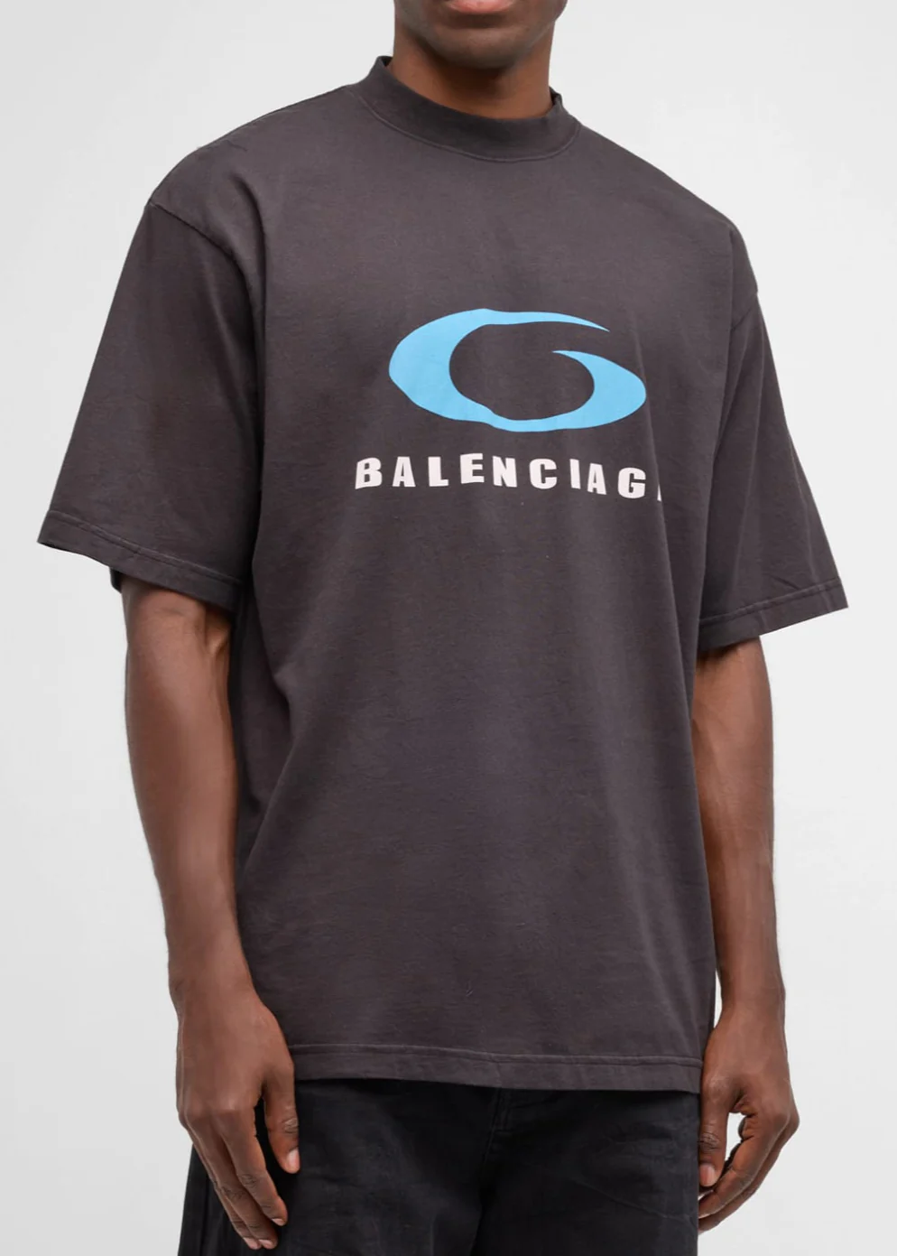 T-shirt BALENCIAGA stampa sports oversize vintage nero slavato - immagine 3