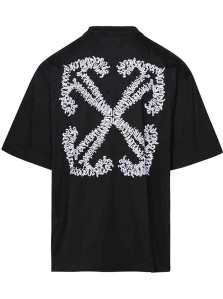 T-shirt OFF-WHITE con ricamo Arrow Tattoo Skate oversize nera