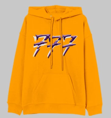 Tony Effe Felpa TRIPLOSETTE 777 con cappuccio stampa curry - immagine 3