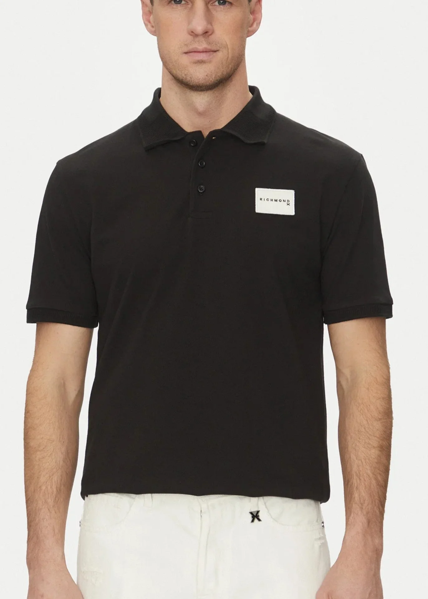 Maglia Polo JOHN RICHMOND X logo tessuto nera