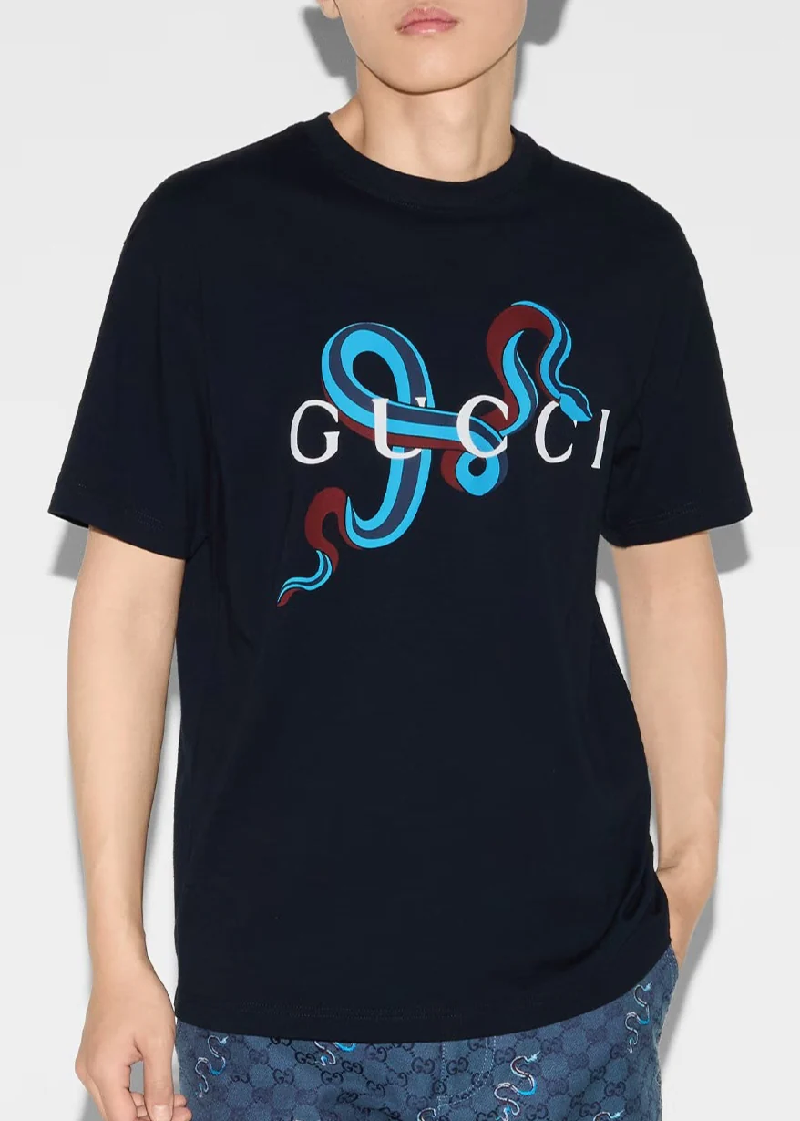 T-shirt GUCCI stampa snake nera - immagine 4