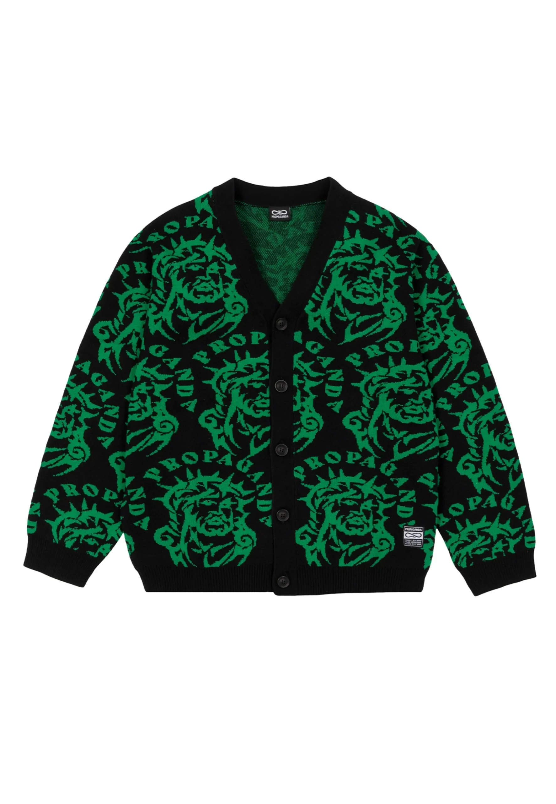 Cardigan PROPAGANDA maglione sacred nero verde - immagine 2