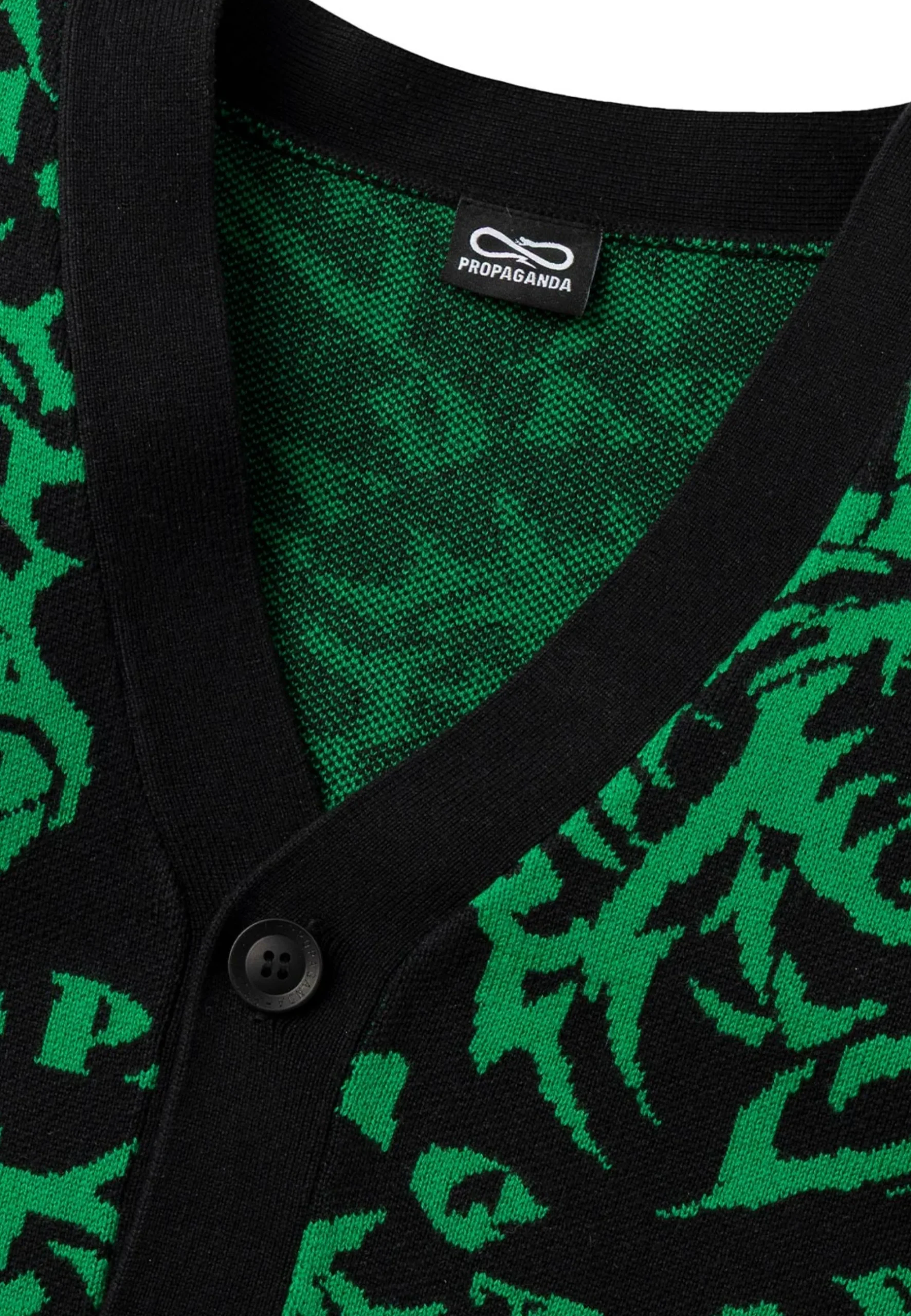 Cardigan PROPAGANDA maglione sacred nero verde - immagine 3